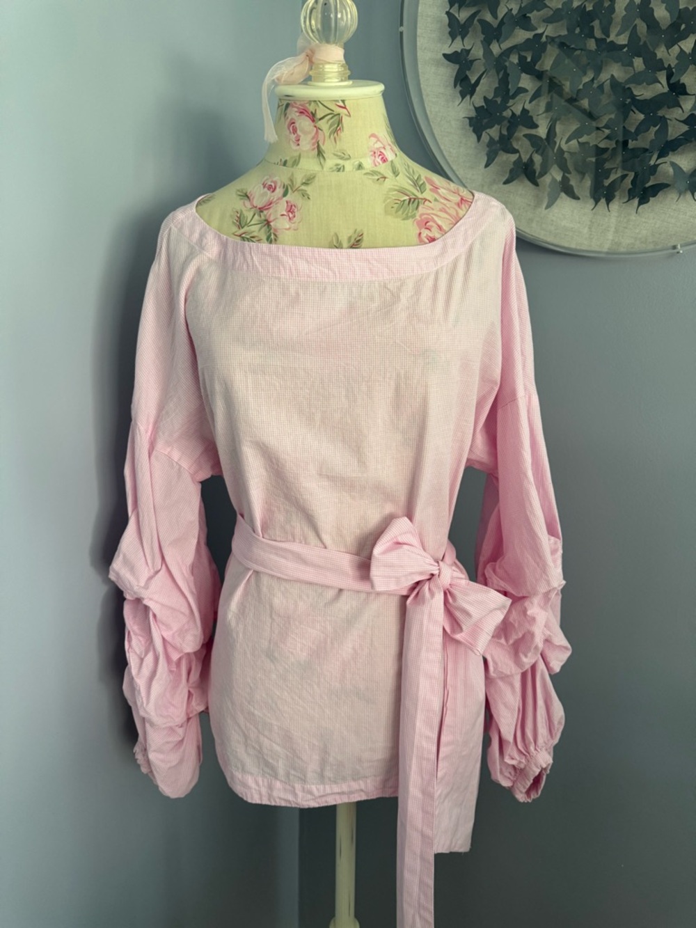 Max Jeans Light Pink Puff-Sleeve Wrap Style Blouse
